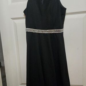 Emerald Sundae Black Maxi Dress with Rhinestone Waistband
